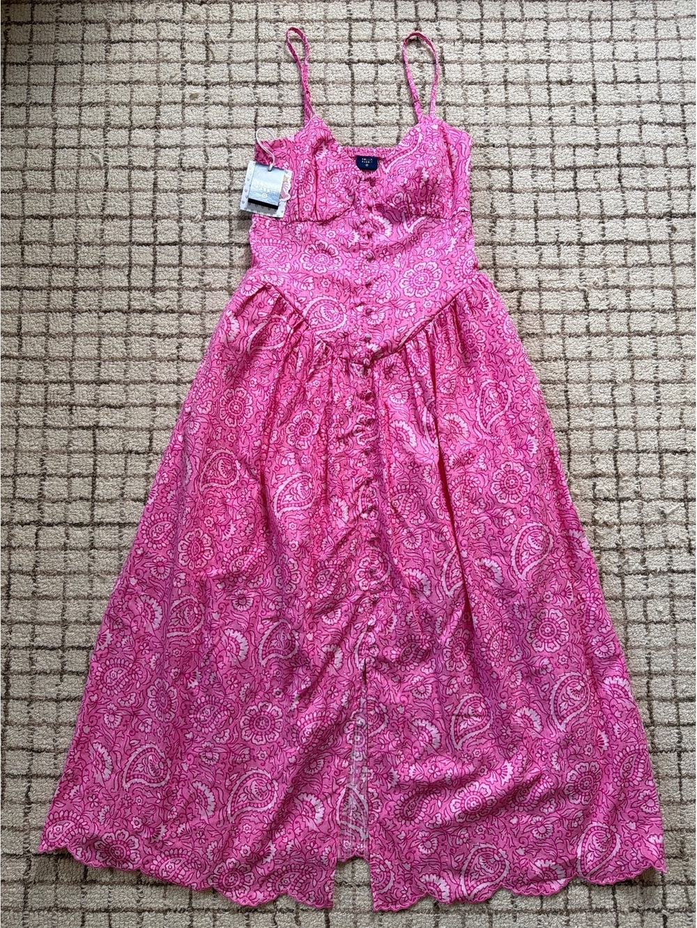 Roller Rabbit x Target Pink Paisley Floral Drop Waist Midi Dress NWT Boho Trendy